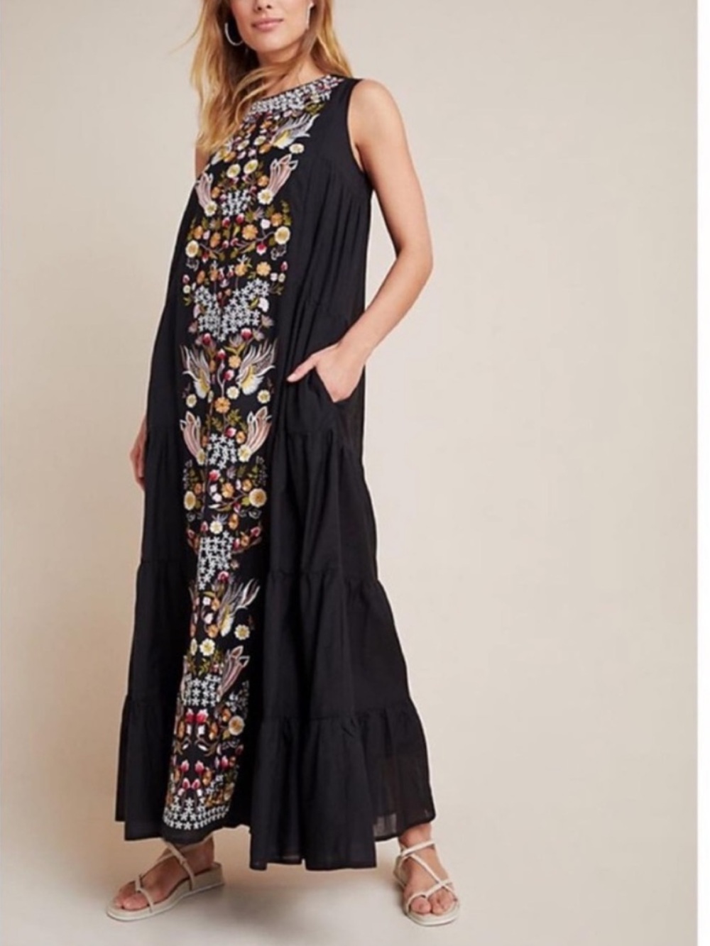 Samant Chauhan Embroidered Maxi Dress (Anthropologie) size 2